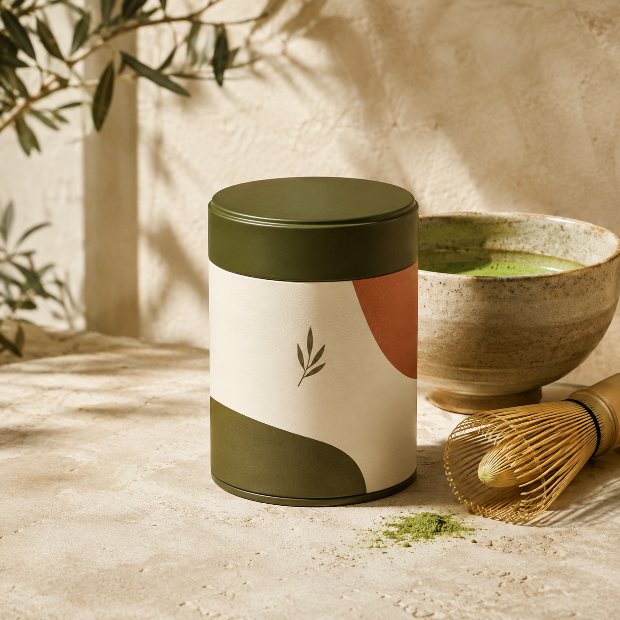 Illustrated packaging of Organic Ceremonial Matcha